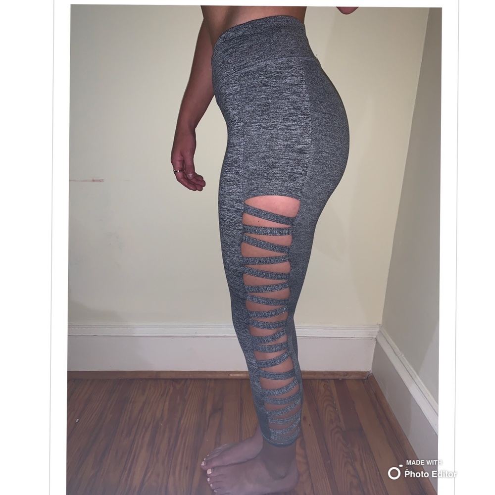 Grey cut out leggings